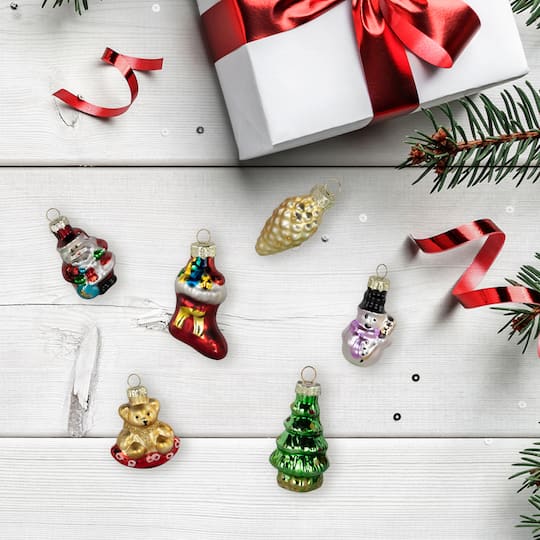 Holiday Favorites Glass Christmas Ornaments - 2.25" - Set of 6